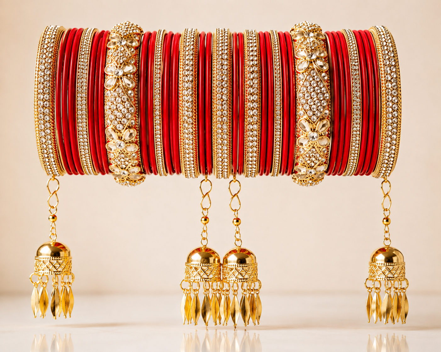 Bridal Red & Gold Designer Chooda Bangle Set