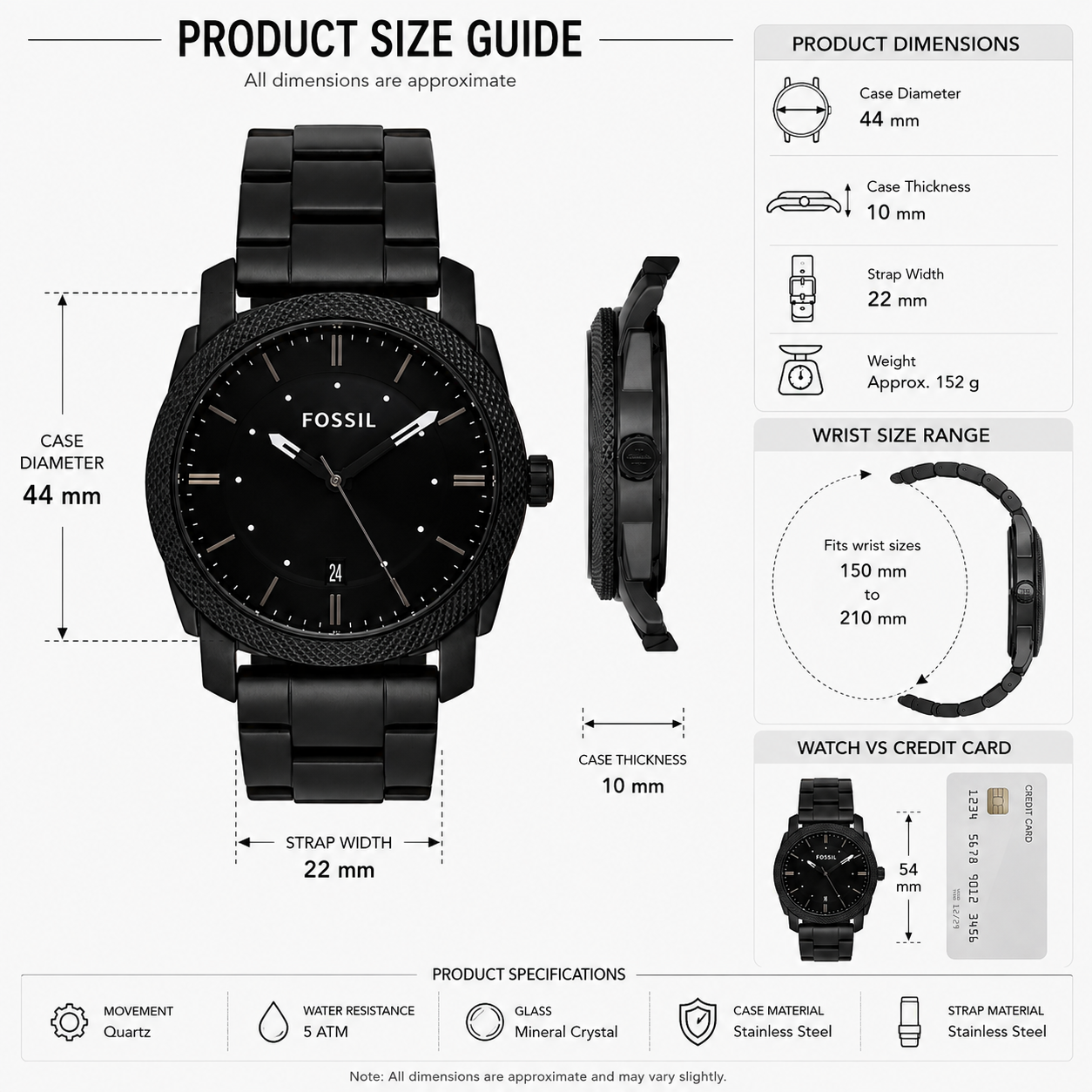 Fossil Black Analog Men's Watch view 3