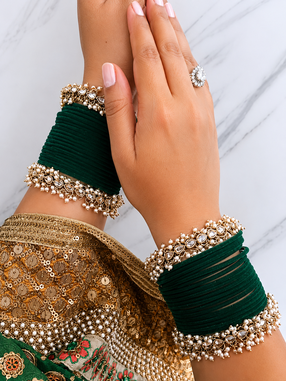 Bridal Black & Gold Designer Chooda Bangle Set