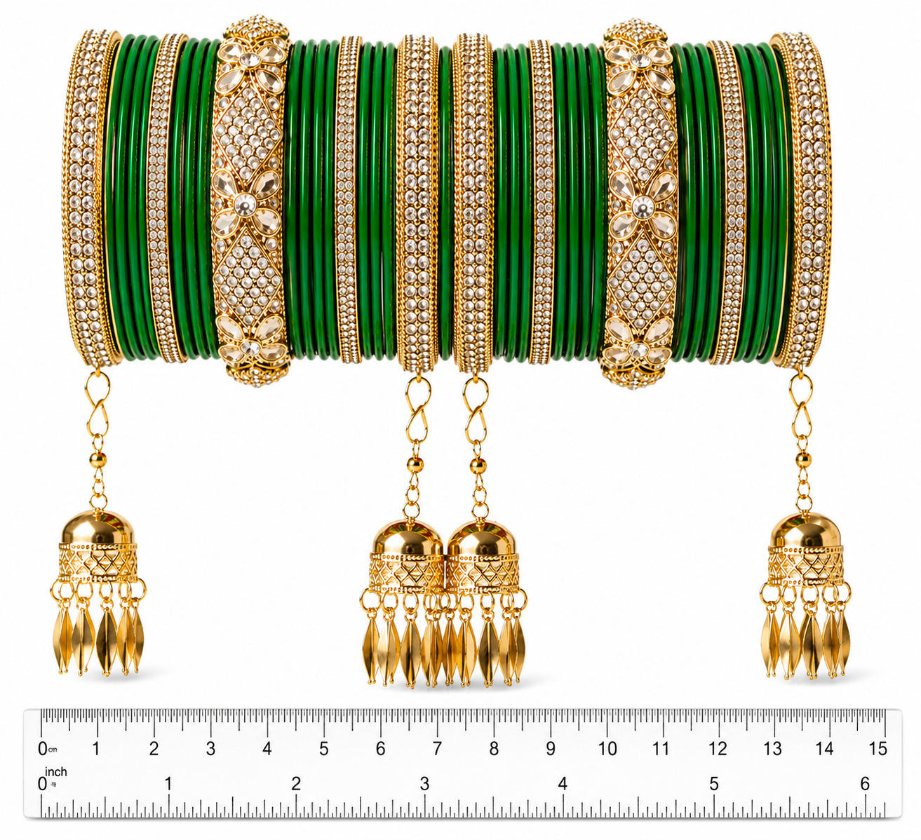 Bridal Green & Gold Designer Chooda Bangle Set
